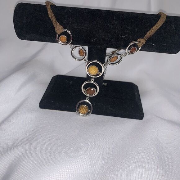 Lia Sophia Round Crystal Y-Drop Pendant Necklace 16" - Picture 9 of 9